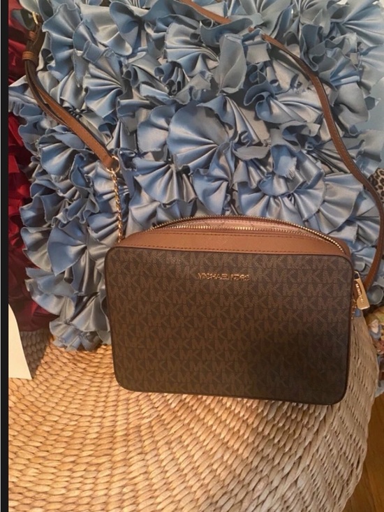 Michael Kors Handbags - Michael Kors Brown Tan Logo Crossbody Bag